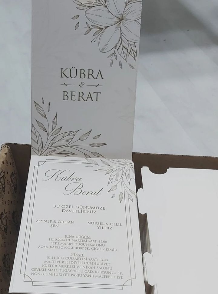 DB-37-25 Düğün Çiçekli Söz - Nişan Davetiye