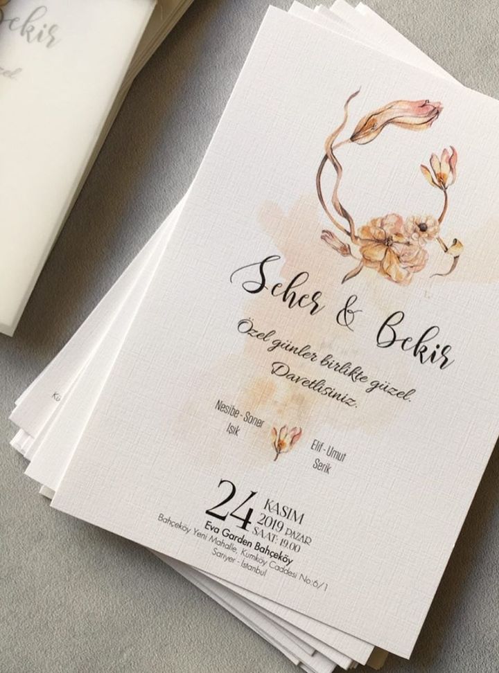 DKD-47-25 Düğün Çiçekli Söz - Nişan Davetiye