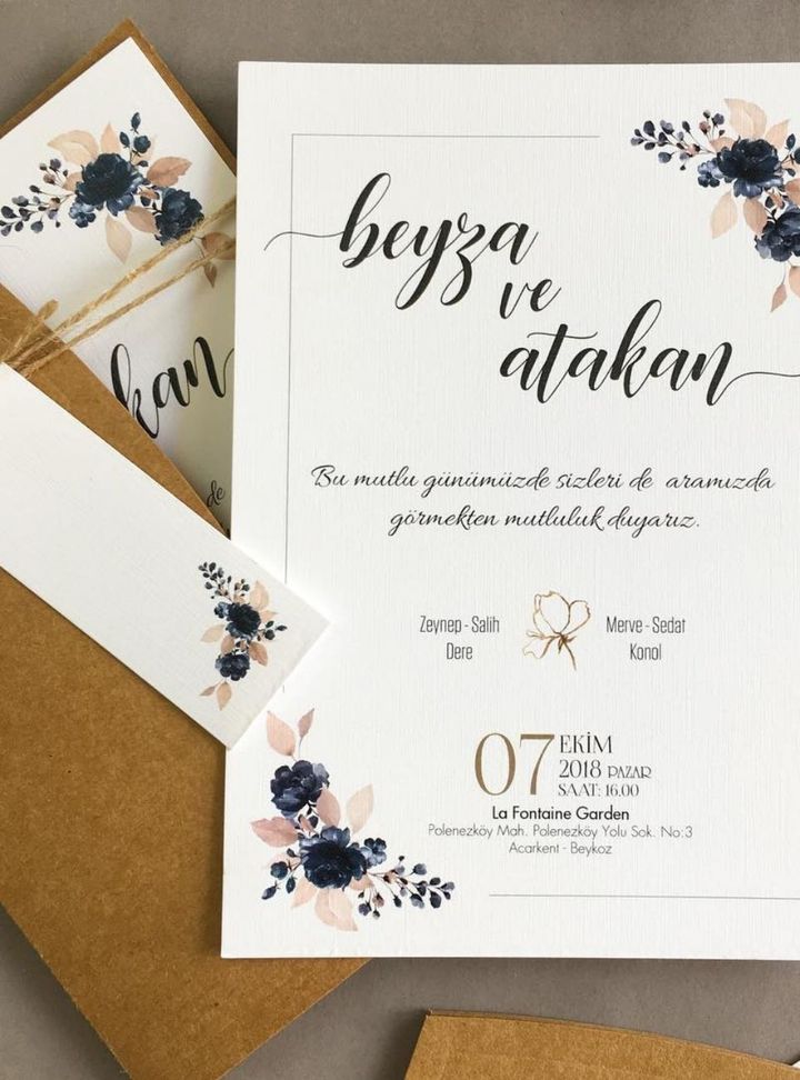 DKD-77-25 Düğün Çiçekli Söz - Nişan Davetiye