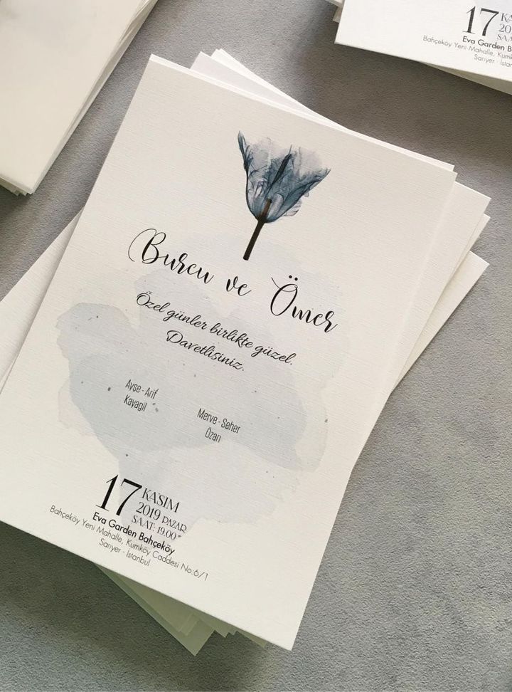 DKD-51-25 Düğün Çiçekli Sade Davetiye