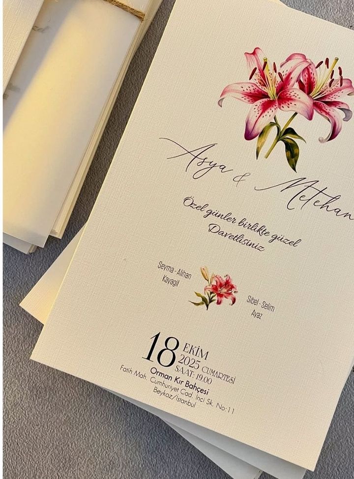 DKD-05-25 Bekarlığa Veda Düğün Çiçekli Davetiye