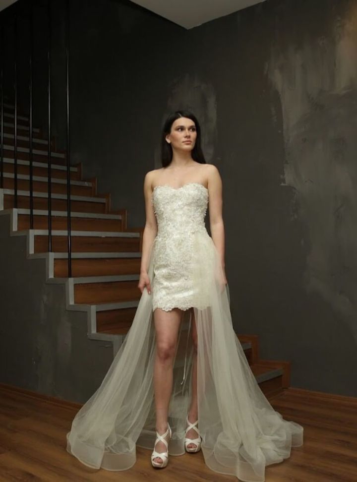 Glamour Bridal 49 Straplez Modern Düz Kesim Gelinlik