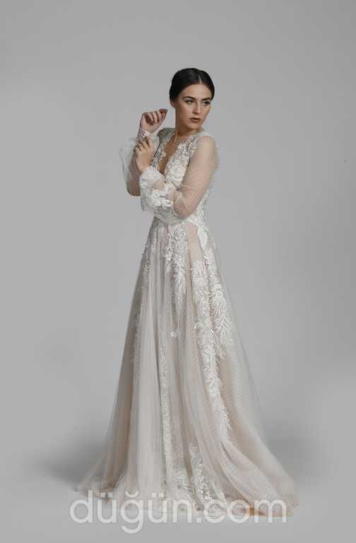 Glamour Bridal 38 Düz kesim İllüzyon yaka  Bohem gelinlik - 1