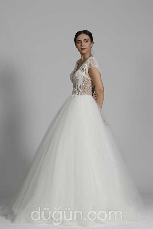 Glamour Bridal 33 Prenses kesim V yaka Romantik gelinlik - 1