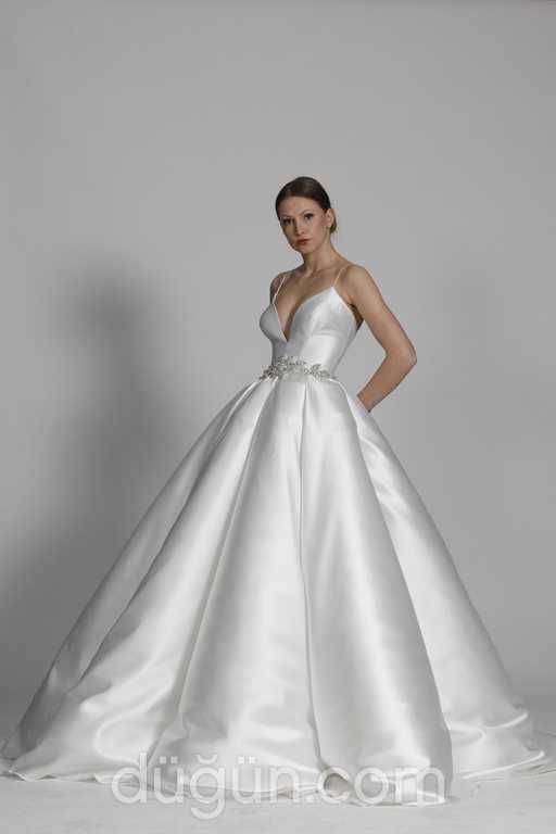 Glamour Bridal 7 Prenses kesim V yaka  Sade gelinlik - 1