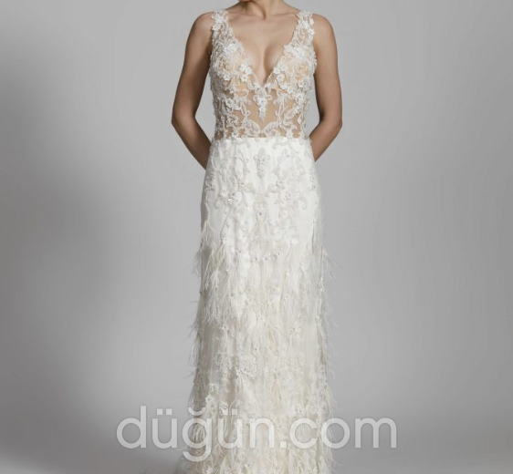 Glamour Bridal 15 Düz kesim V yaka  Modern gelinlik