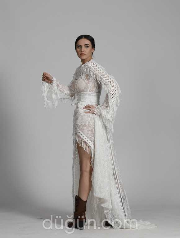 Glamour Bridal 35 Düz kesim V yaka  Bohem gelinlik - 1