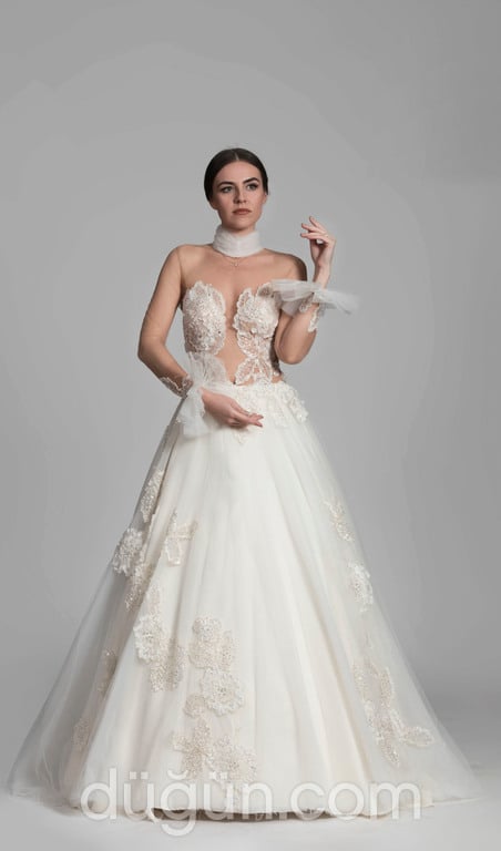 Glamour Bridal 5 A kesim İllüzyon yaka  Modern gelinlik