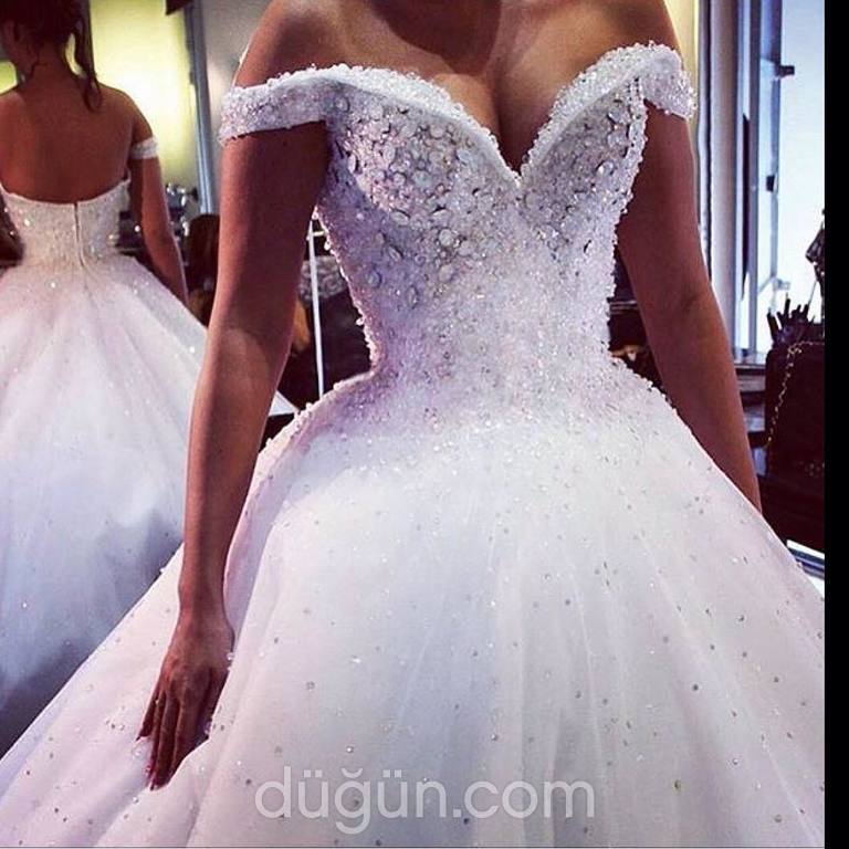 Glamour Bridal 53 Prenses kesim Düşük omuz Klasik gelinlik