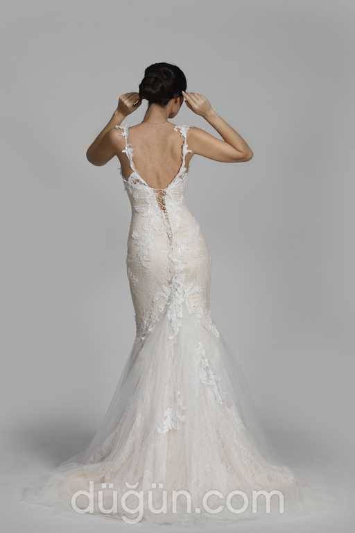 Glamour Bridal 30 Balık kesim V yaka Romantik gelinlik - 1