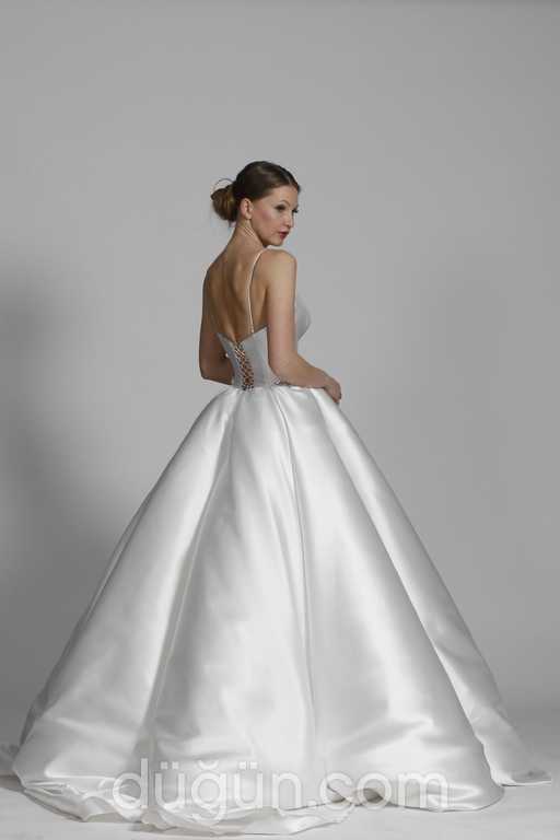 Glamour Bridal 7 Prenses kesim V yaka  Sade gelinlik - 2