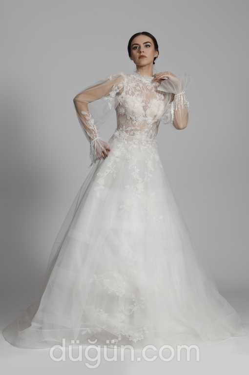 Glamour Bridal 4 A kesim Hakim yaka Vintage gelinlik