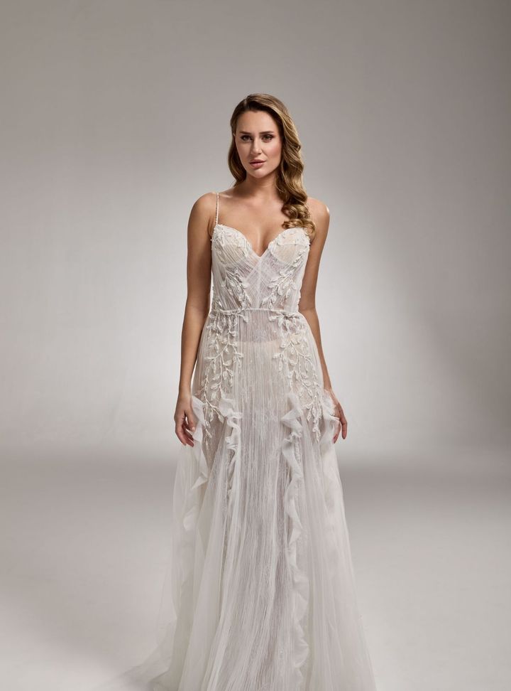 RB-68 Bohem Straplez Sırt Dekolteli Gelinlik