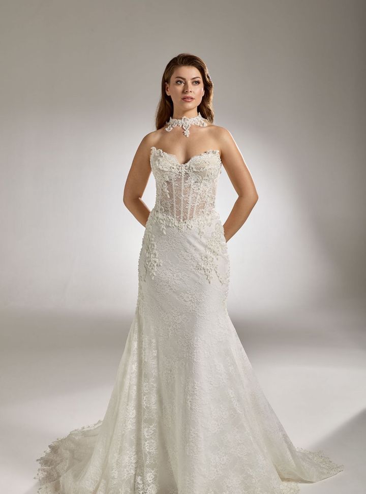 RB-69 Balık Kesim Bohem Straplez Gelinlik