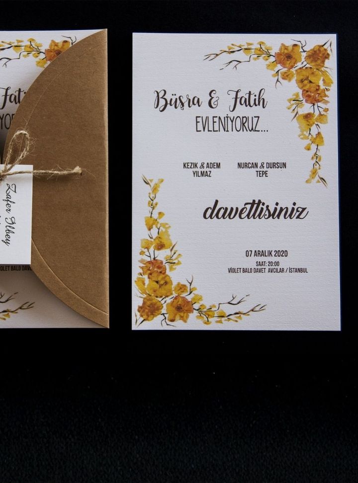 NV-32-25 Düğün Çiçekli Söz - Nişan Davetiye