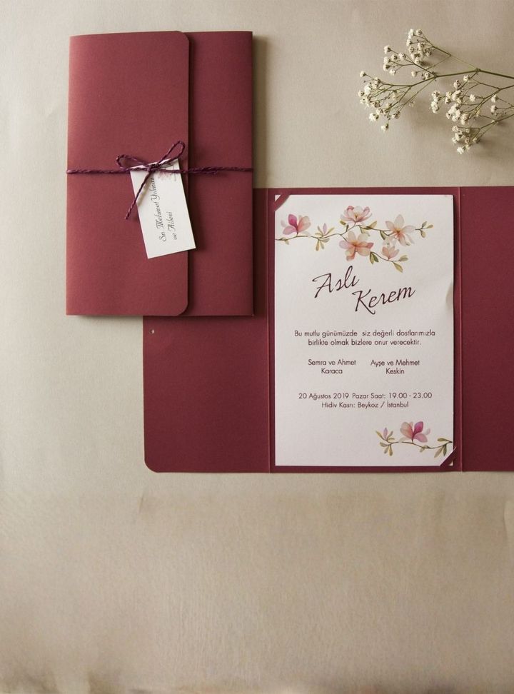 NV-04-25 Düğün Çiçekli Söz - Nişan Davetiye