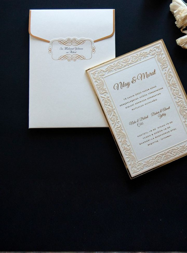 NV-03-25 Altın Varaklı Söz - Nişan Sade Davetiye