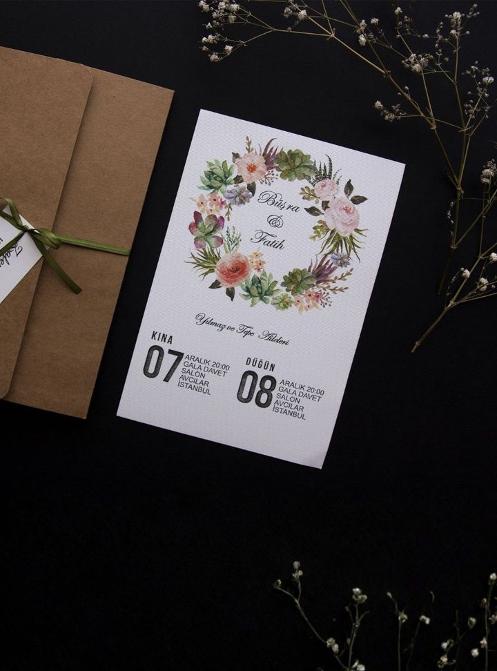NV-36-25 Düğün Çiçekli Söz - Nişan Davetiye