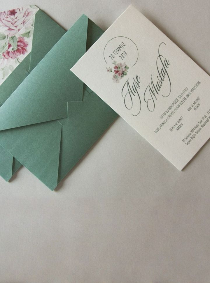 NV-07-25 Düğün Çiçekli Söz - Nişan Davetiye