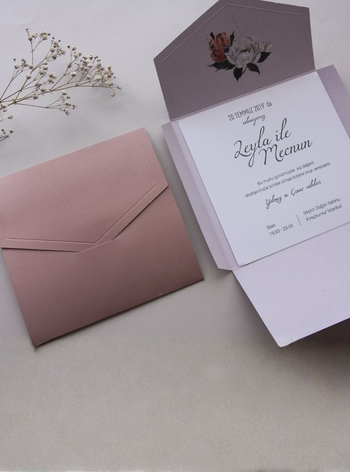NV-09-25 Düğün Çiçekli Söz - Nişan Davetiye
