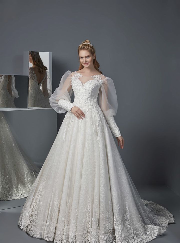 HPC 34 A Kesim Kayık Yaka Romantik Gelinlik