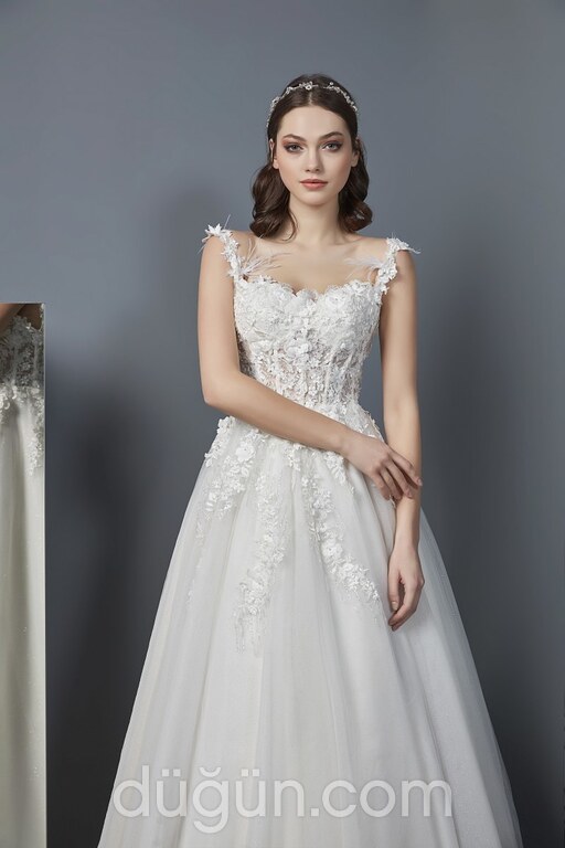 HPC 20 A Kesim Straplez Göğüs Dekolteli Gelinlik 1