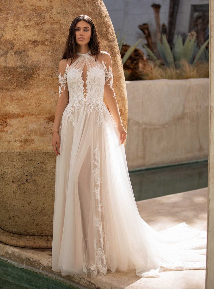 Garland  Helen Sırt Dekolteli Düz Kesim Gelinlik