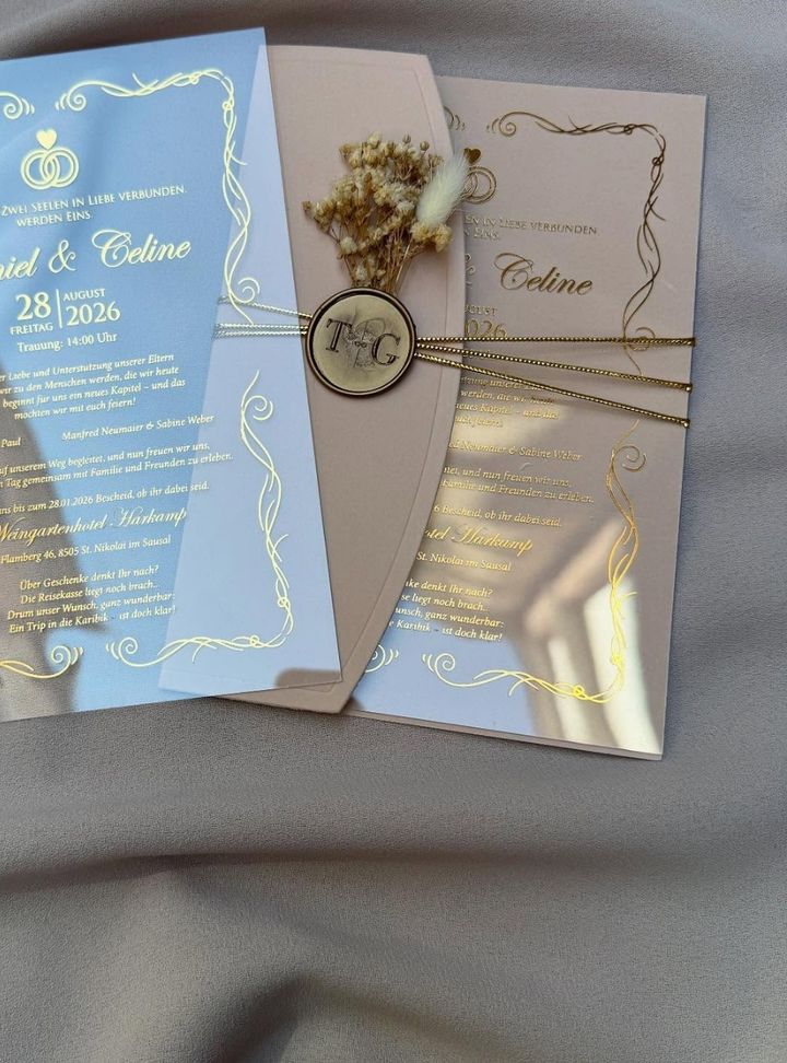 DM-25-25 Altın Varaklı Kına Mühürlü Davetiye