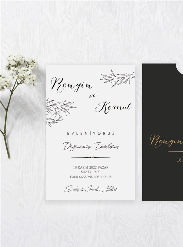 DMA-48-25 Düğün Çiçekli Söz - Nişan Davetiye