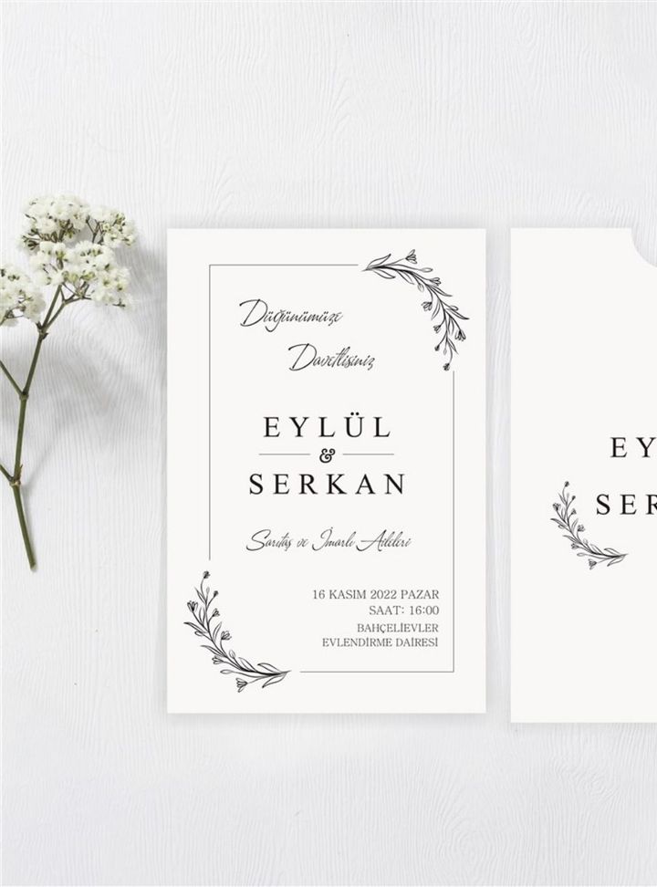DMA-55-25 Düğün Çiçekli Söz - Nişan Davetiye