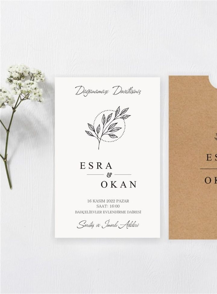 DMA-53-25 Düğün Çizim Sade Davetiye