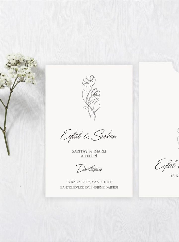 DMA-64-25 Düğün Çiçekli Söz - Nişan Davetiye