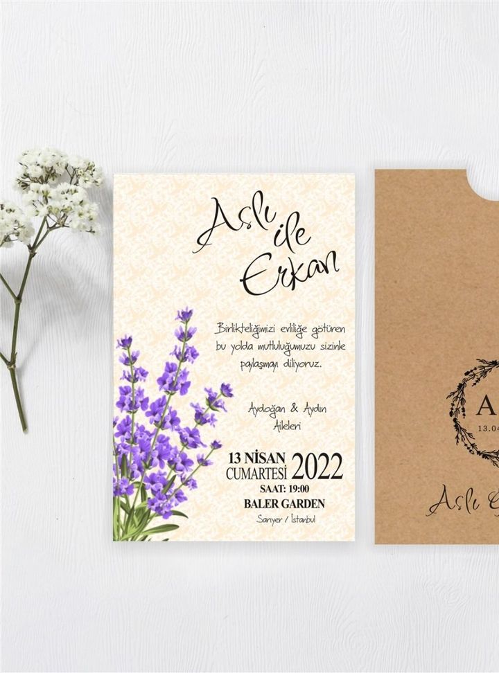 DMA-47-25 Düğün Çiçekli Söz - Nişan Davetiye