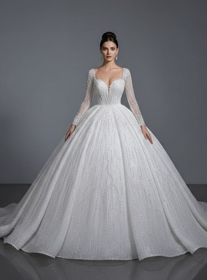 SFK 2 Kaburga V Yaka Göğüs Dekolteli Gelinlik