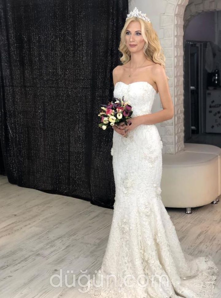 SMR 13 Balık Kesim Straplez Romantik Gelinlik