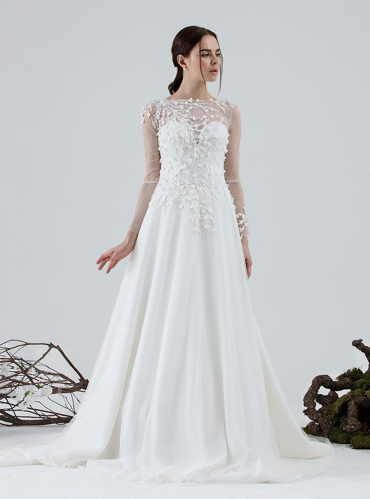 Weddies 180172 A Kesim Kayık Yaka Sırt Dekolteli Gelinlik