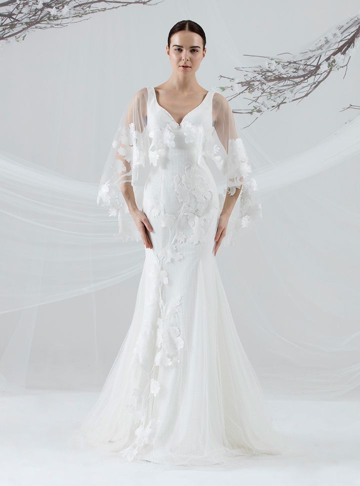 Weddies 180177 Balık Kesim Sırt Dekolteli V Yaka Gelinlik