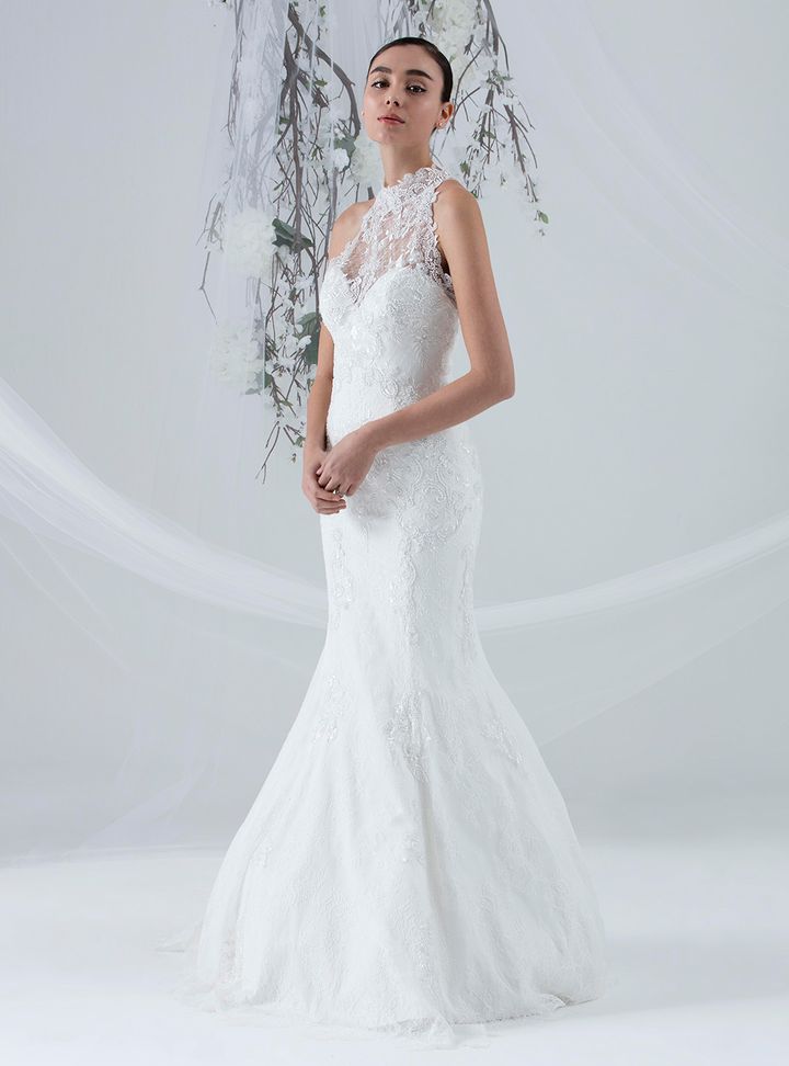 Weddies 180104 Balık Kesim Halter Yaka Romantik Gelinlik