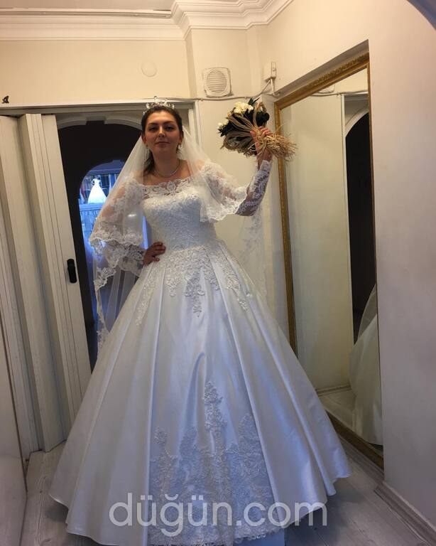 ERM 19 Prenses Kesim Düşük Omuz Göğüs Dekolteli Gelinlik 2