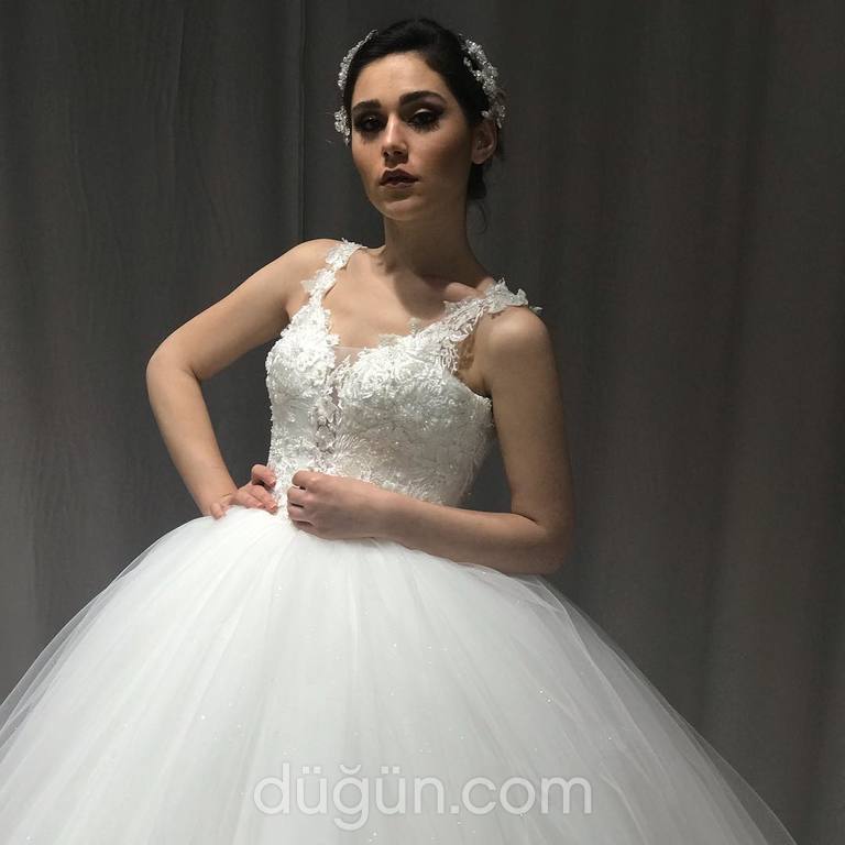 Derya Çelebi 68 Prenses kesim V yaka Romantik gelinlik - 1