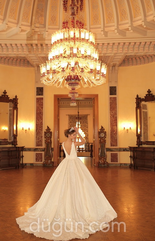 4035 Prenses Kesim Sırt Dekolteli V Yaka Gelinlik 1