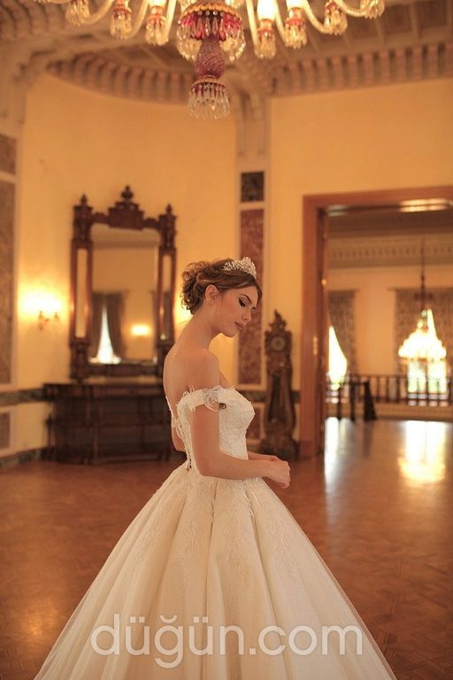 3096 Prenses Kesim Düşük Omuz Modern Gelinlik 1