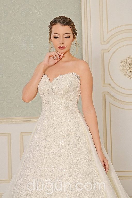 3034 A Kesim Straplez Sırt Dekolteli Gelinlik 2