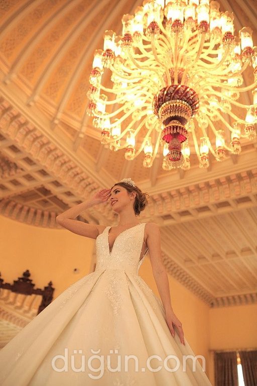 4035 Prenses Kesim Sırt Dekolteli V Yaka Gelinlik 3