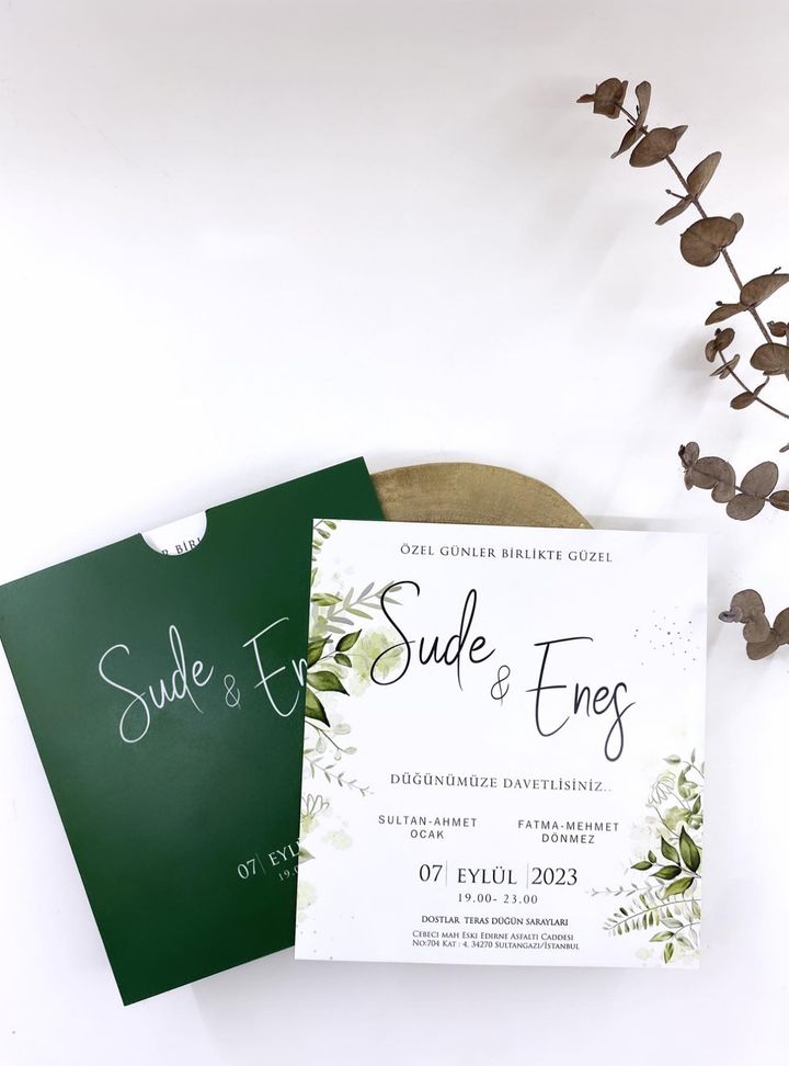 PD-2-25 Düğün Kına Çiçekli Davetiye