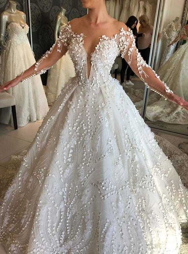 ALT 21 Prenses Kesim Düşük Omuz Göğüs Dekolteli Gelinlik