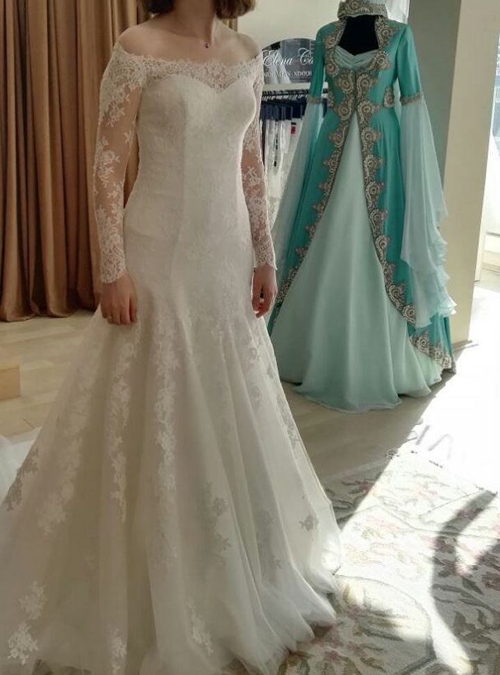 FAP 71 Balık Kesim Düşük Omuz Göğüs Dekolteli Gelinlik