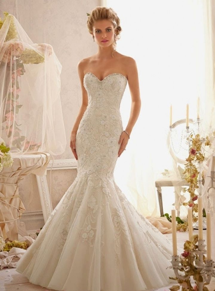 FAP 14 Balık Kesim Straplez Göğüs Dekolteli Gelinlik