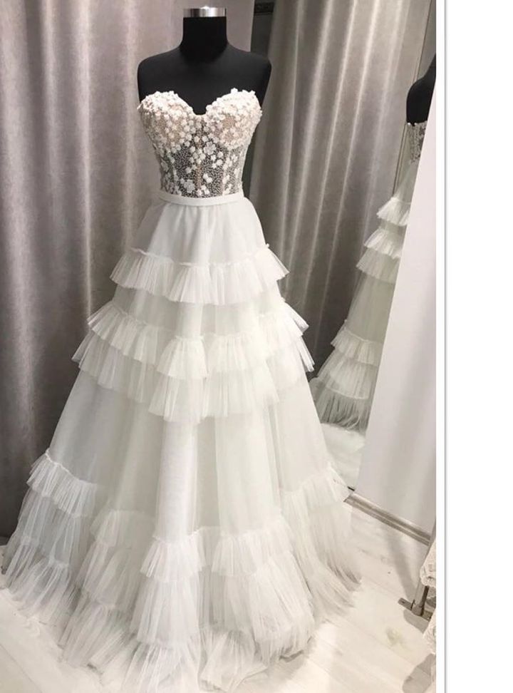 Nehir Tayman Couture 21 A Kesim Straplez Modern Gelinlik