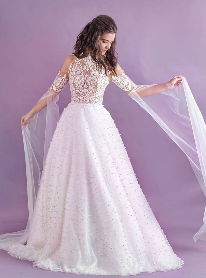 Nehir Tayman Couture 47 A Kesim Romantik Bisiklet Yaka Gelinlik